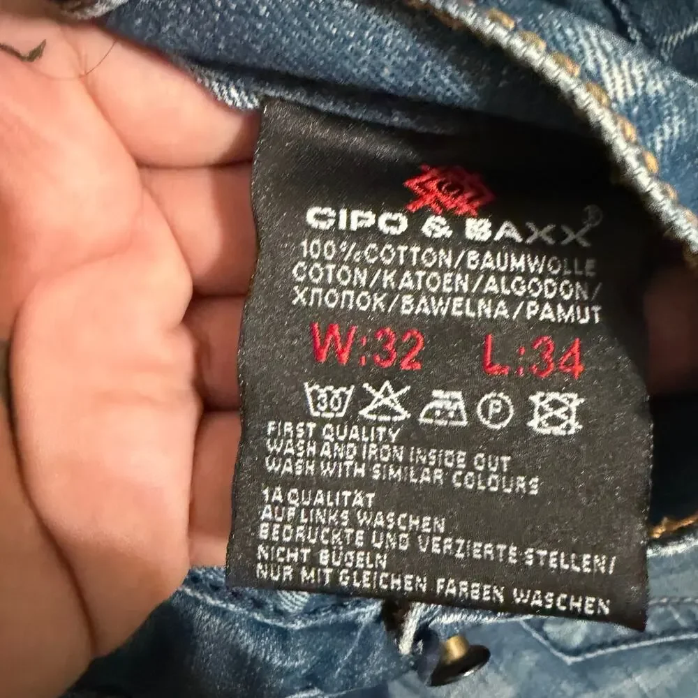 Cipo & Baxx Jeans Men's 32x34 Y2K Cyber Grunge Biker Moto Heavy Stitch Denim